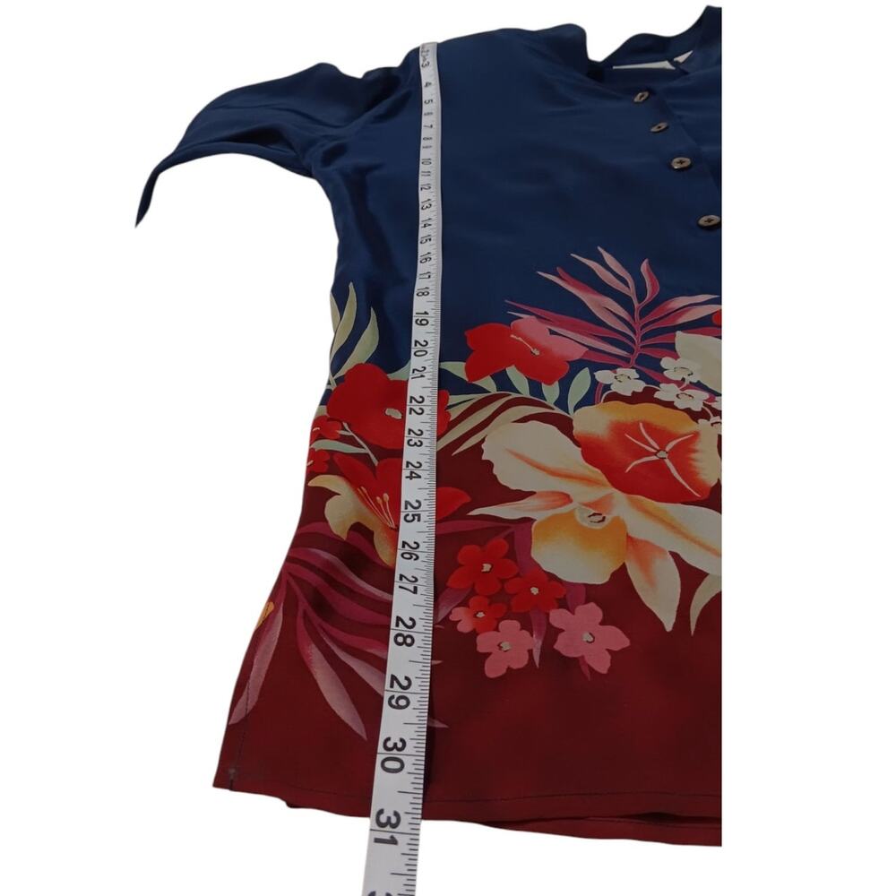 VINTAGE LIZ CLAIBORNE Loose Long Silk Tunic Blouse Dress Floral Oversized 4 - Picture 5 of 11